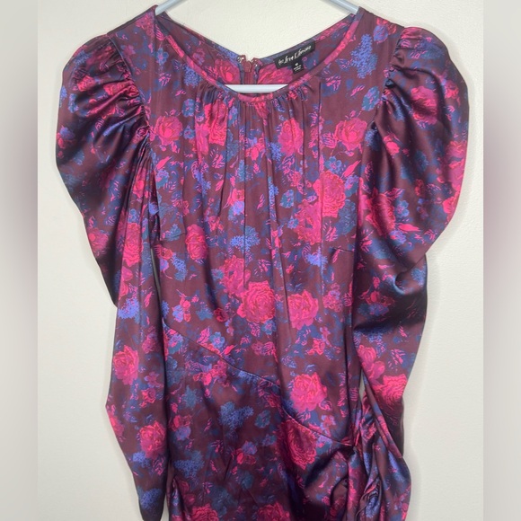 For Love And Lemons Purple Endless Floral Puff Sleeve Bodycon Dress - Picture 5 of 11